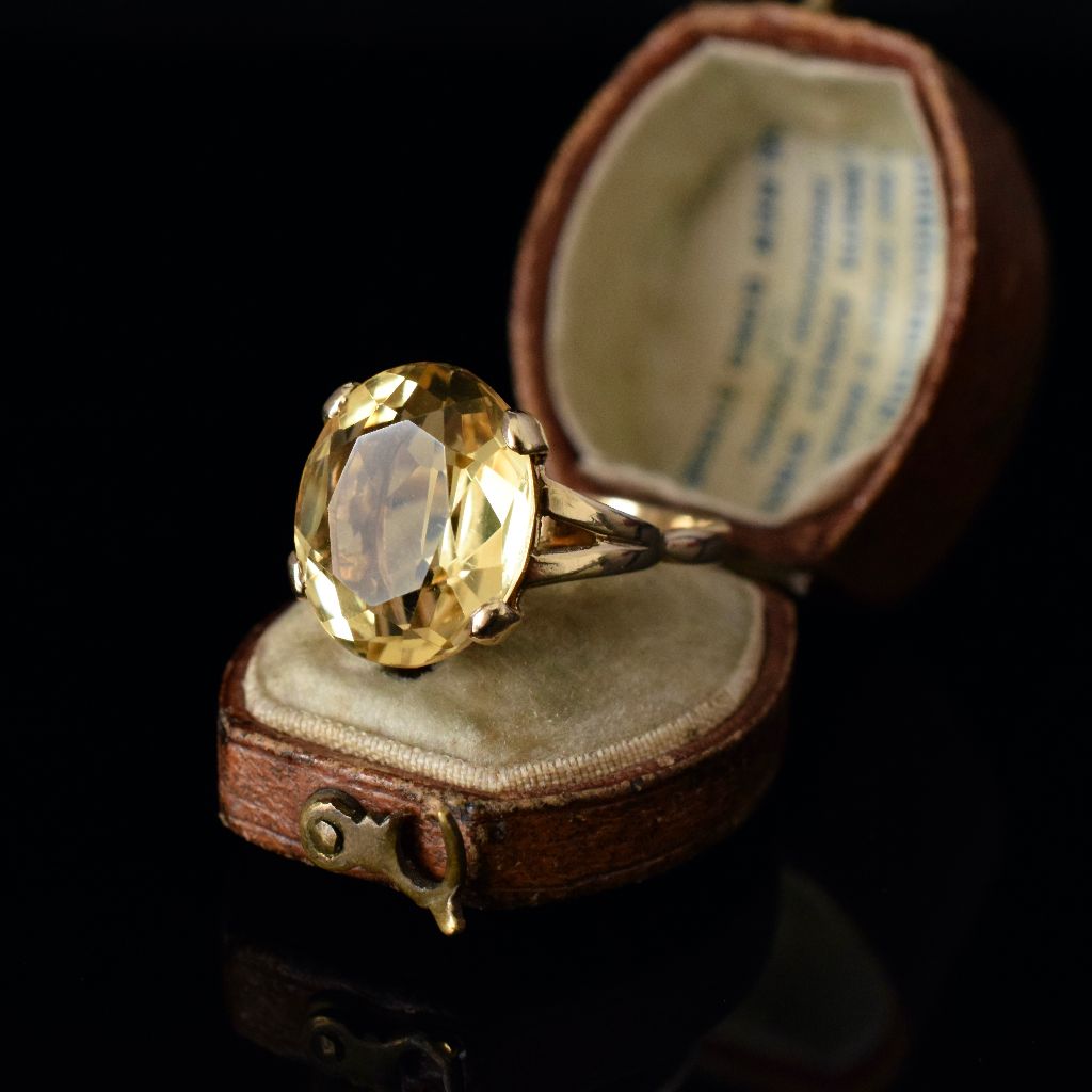 Charming Vintage 9ct Rose Gold Oval Lemon Citrine Ring