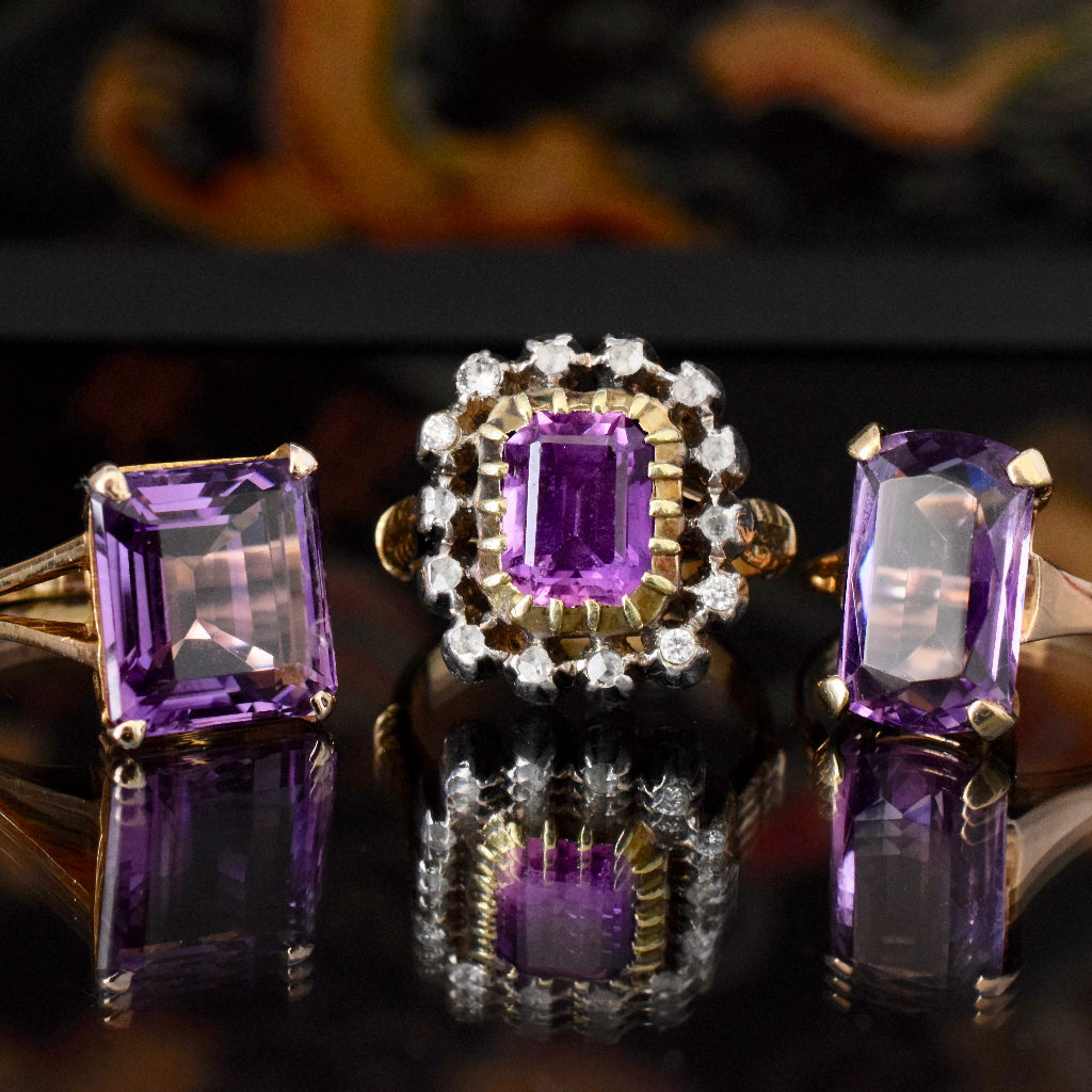 Vintage Square-Cut Large Amethyst 9ct Gold Ring