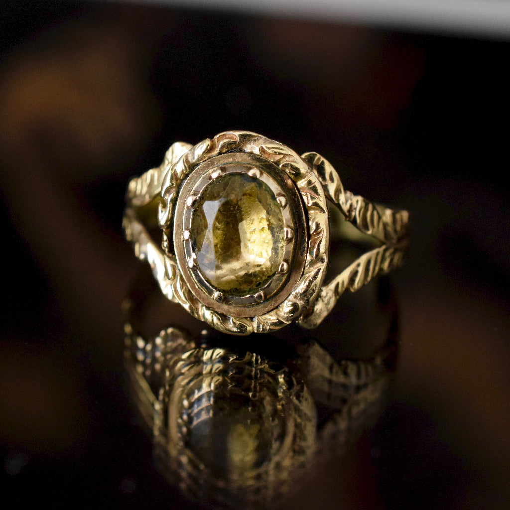 Georgian Circa 1810 Citrine/Citrine Crystal And 15ct Yellow Gold Ring