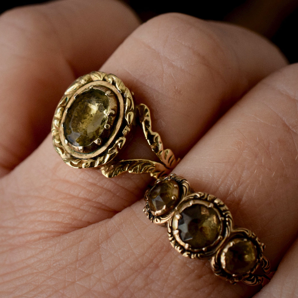 Georgian Circa 1810 Citrine/Citrine Crystal And 15ct Yellow Gold Ring