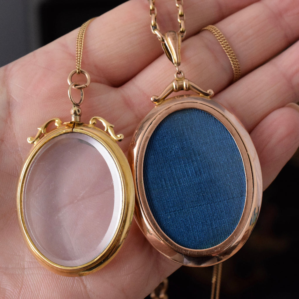 Vintage 9ct Gold Oval Picture Locket | Hattons Antiques
