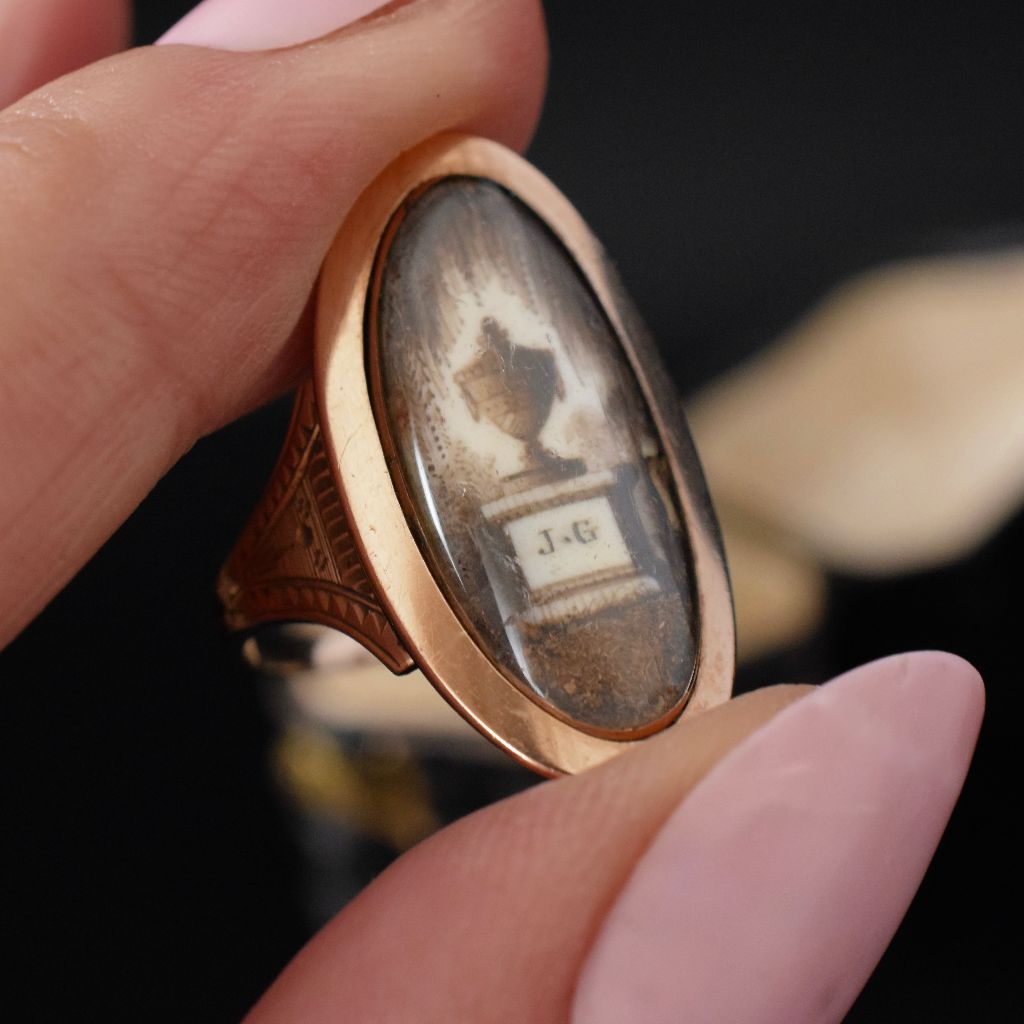 Georgian Sepia 12ct Gold Mourning Ring Circa 1790