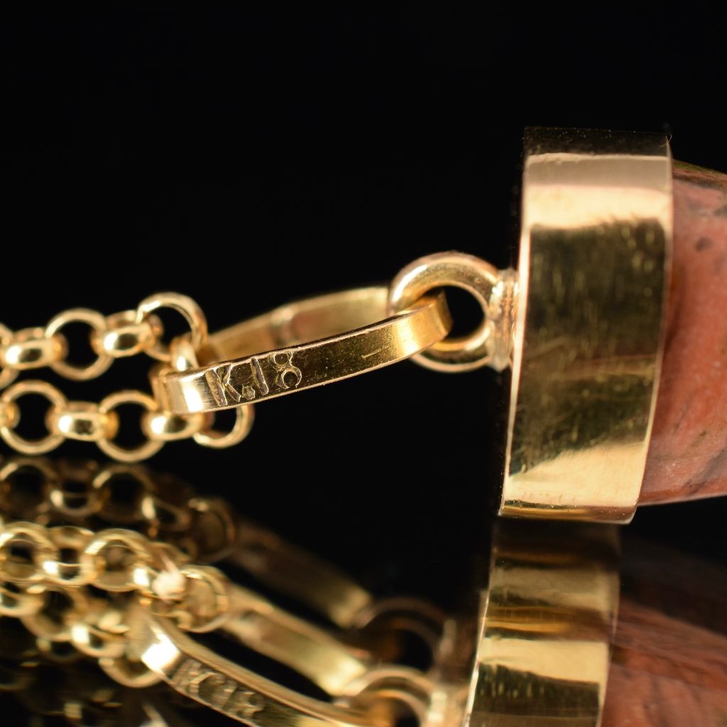 Vintage/Antique 18ct Gold And Unakite Figa’ Goodluck Pendant