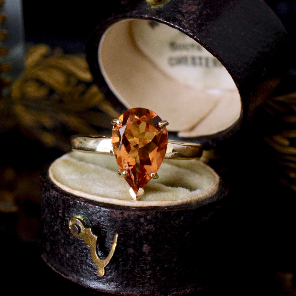 Contemporary Pear-Cut Citrine 9ct Yellow Gold Ring