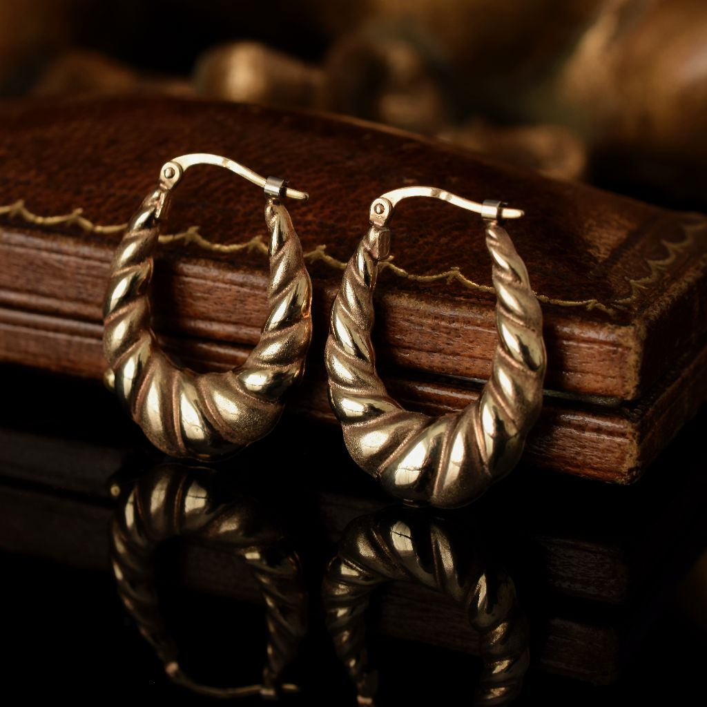 Charming 9ct Yellow Gold ‘Creole’ Italian Earrings