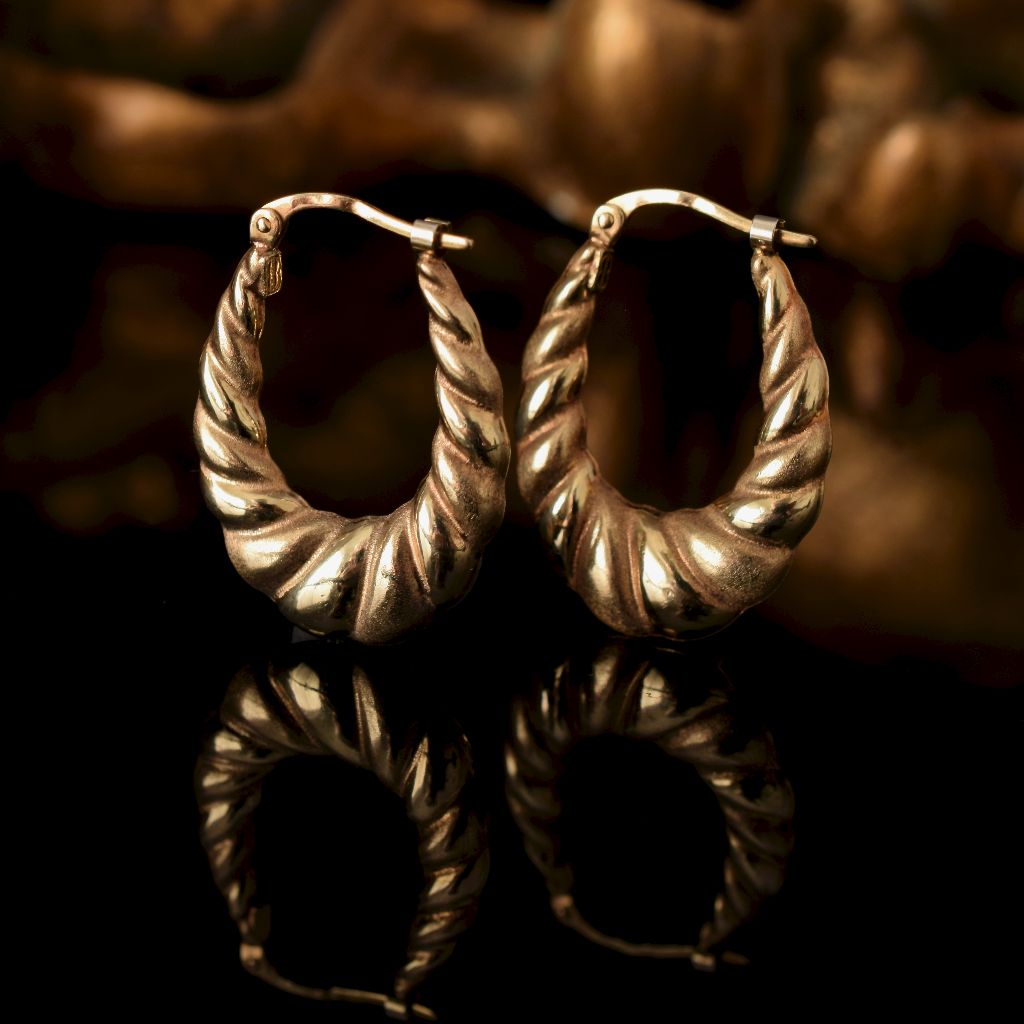 Charming 9ct Yellow Gold ‘Creole’ Italian Earrings