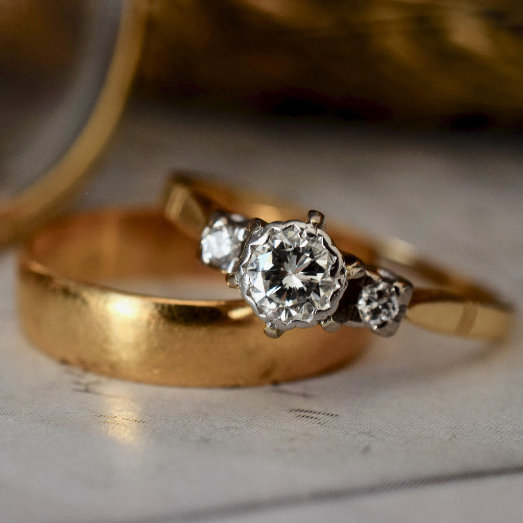 18ct Yellow Gold ‘Angus & Coote’ Diamond Trilogy Ring Circa 1940’s