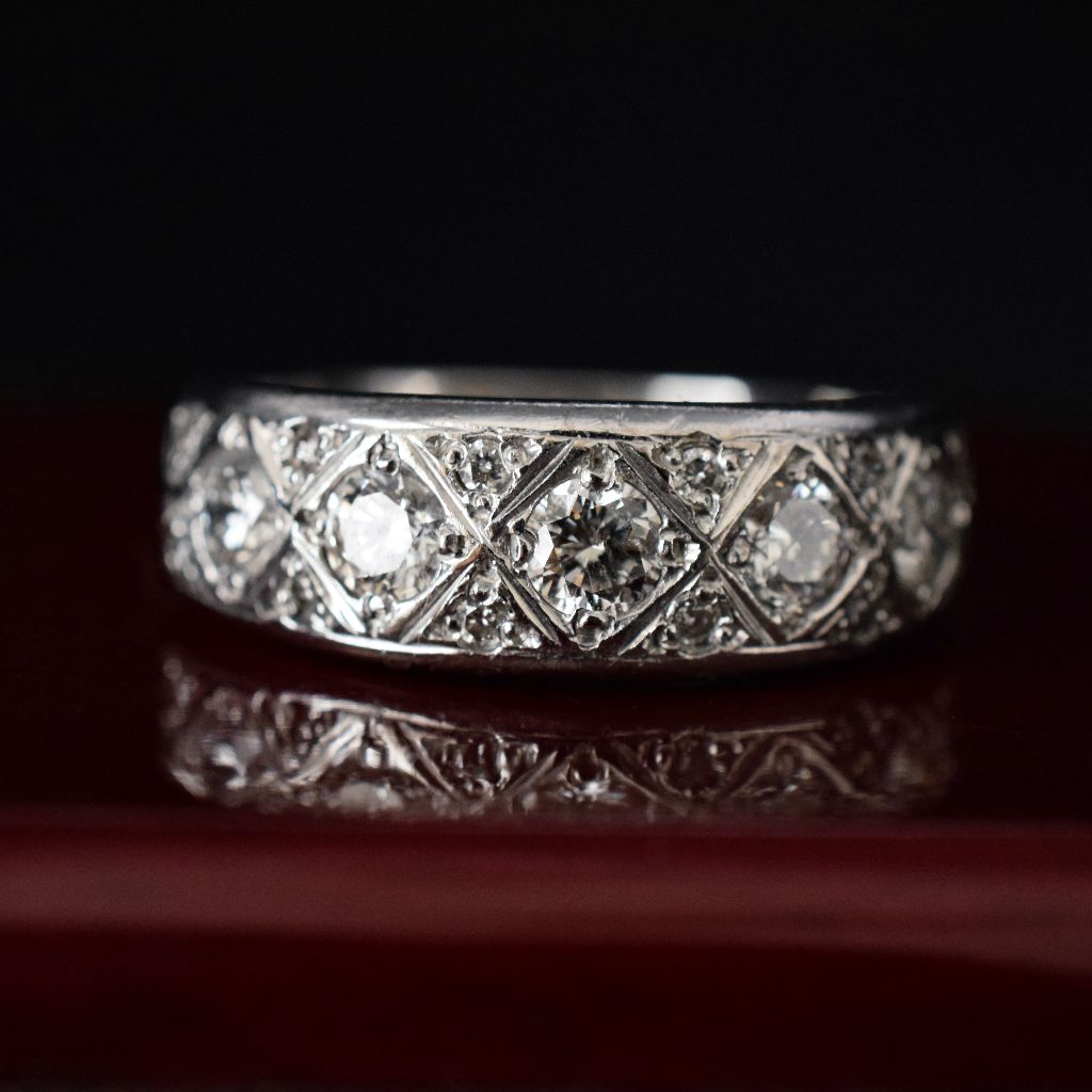 Vintage 18ct White Gold 'Half Hoop' Diamond Ring