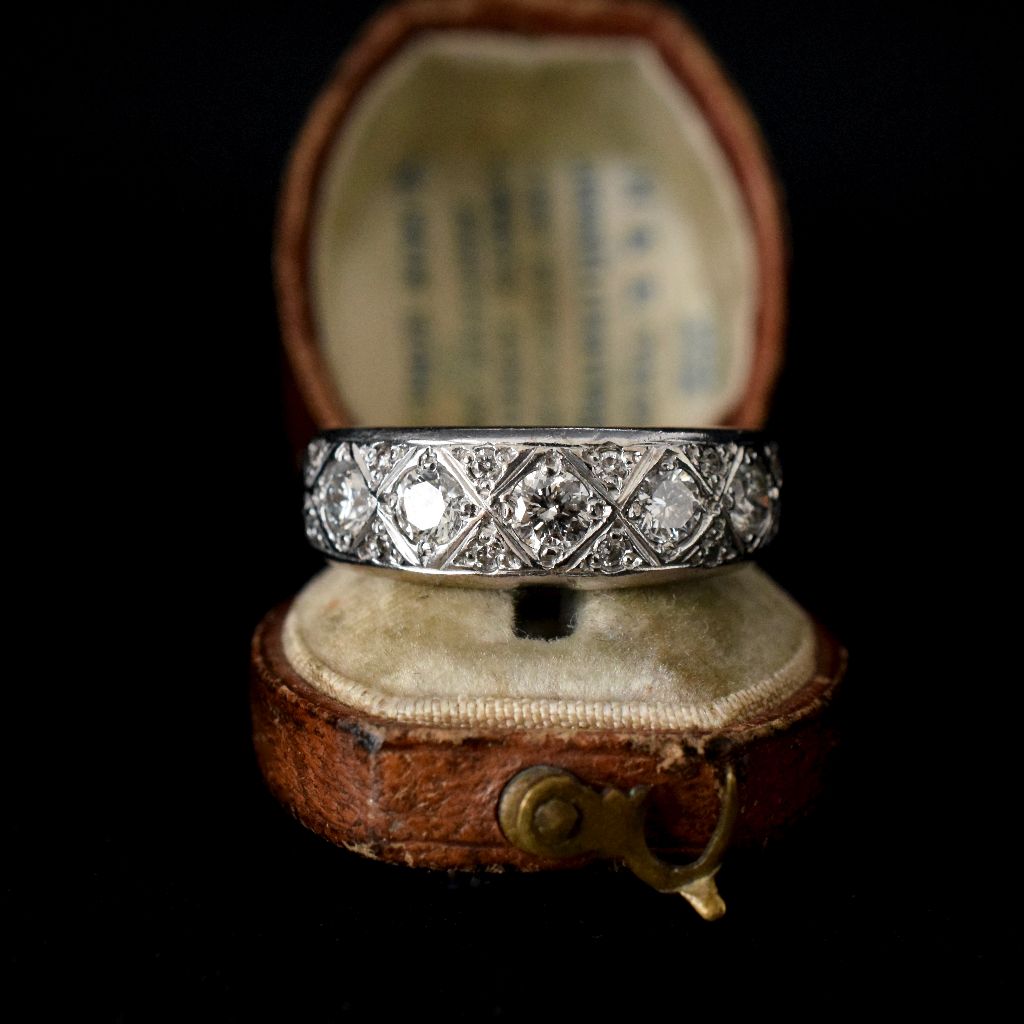 Vintage 18ct White Gold 'Half Hoop' Diamond Ring