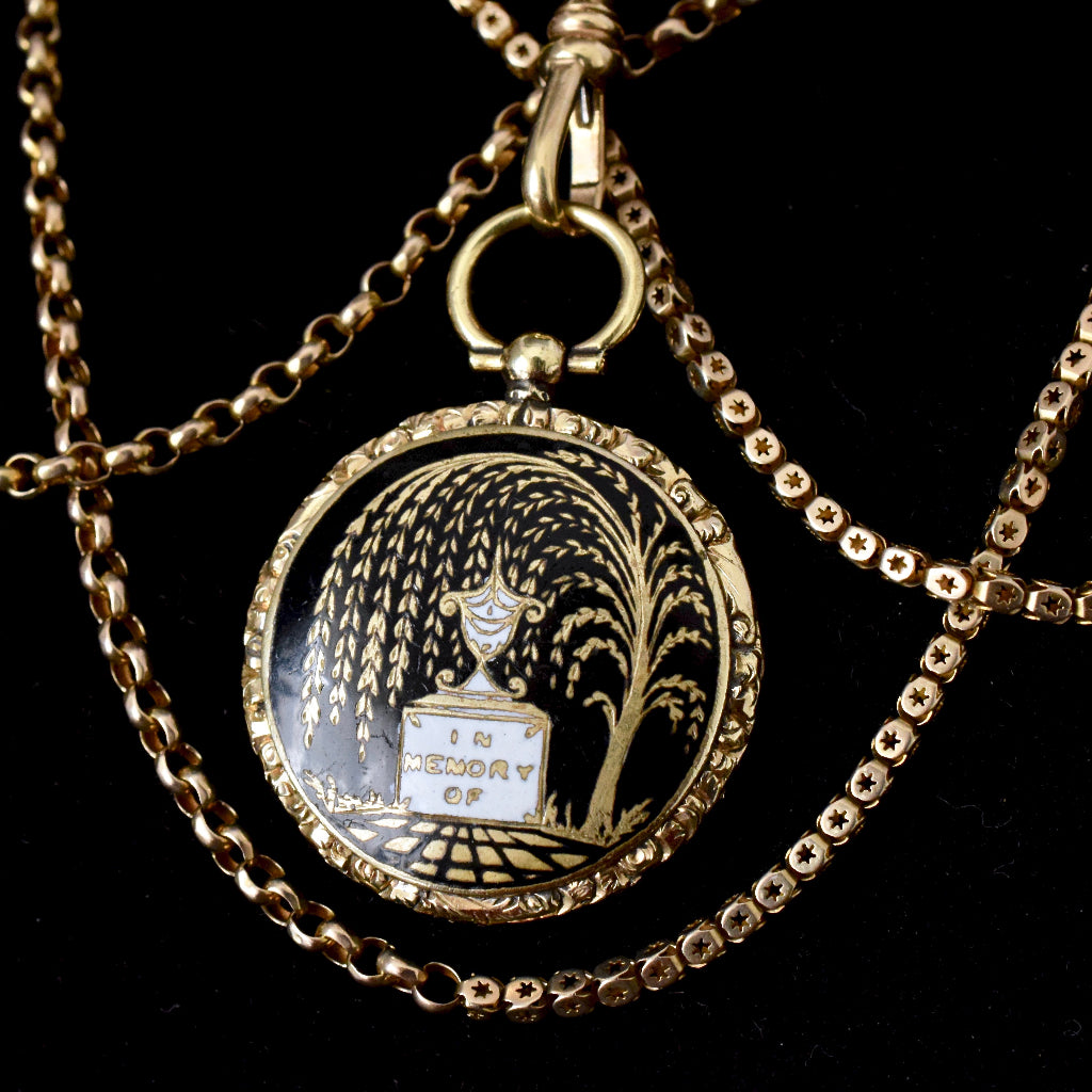 Early Victorian ‘In Memory Of’ Enamel Gold Cased Pendant Locket