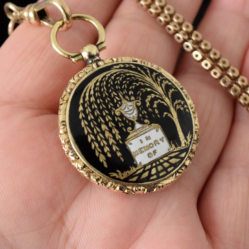 Early Victorian ‘In Memory Of’ Enamel Gold Cased Pendant Locket