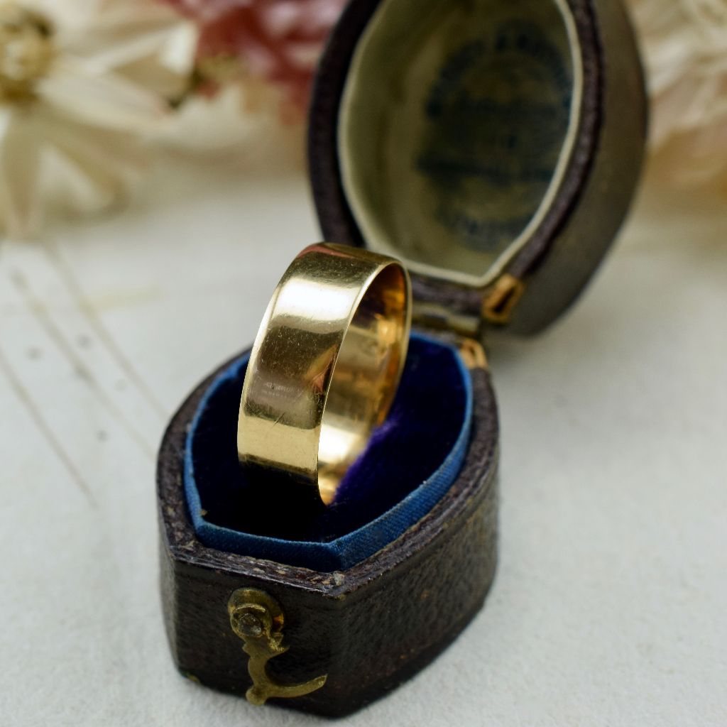 Antique Victorian Australian 18ct Yellow Gold Wide Ring Circa 1890