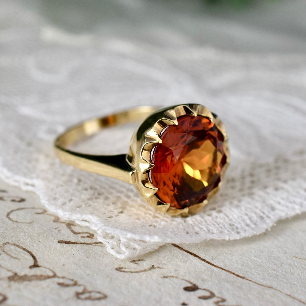 Vintage 18ct Yellow Gold Orange Sapphire Ring