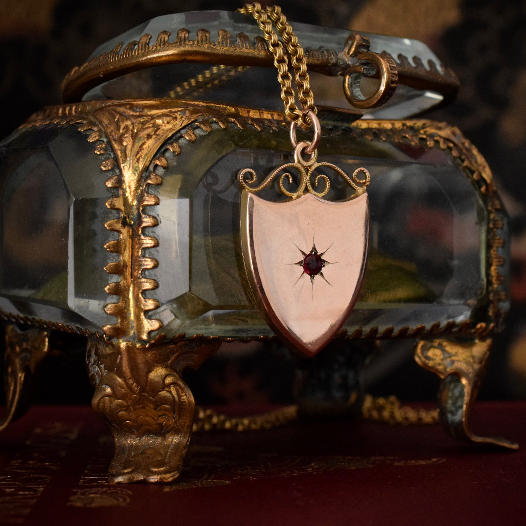 Antique 9ct Rose Gold ‘Willis & Sons’ Shield Pendant
