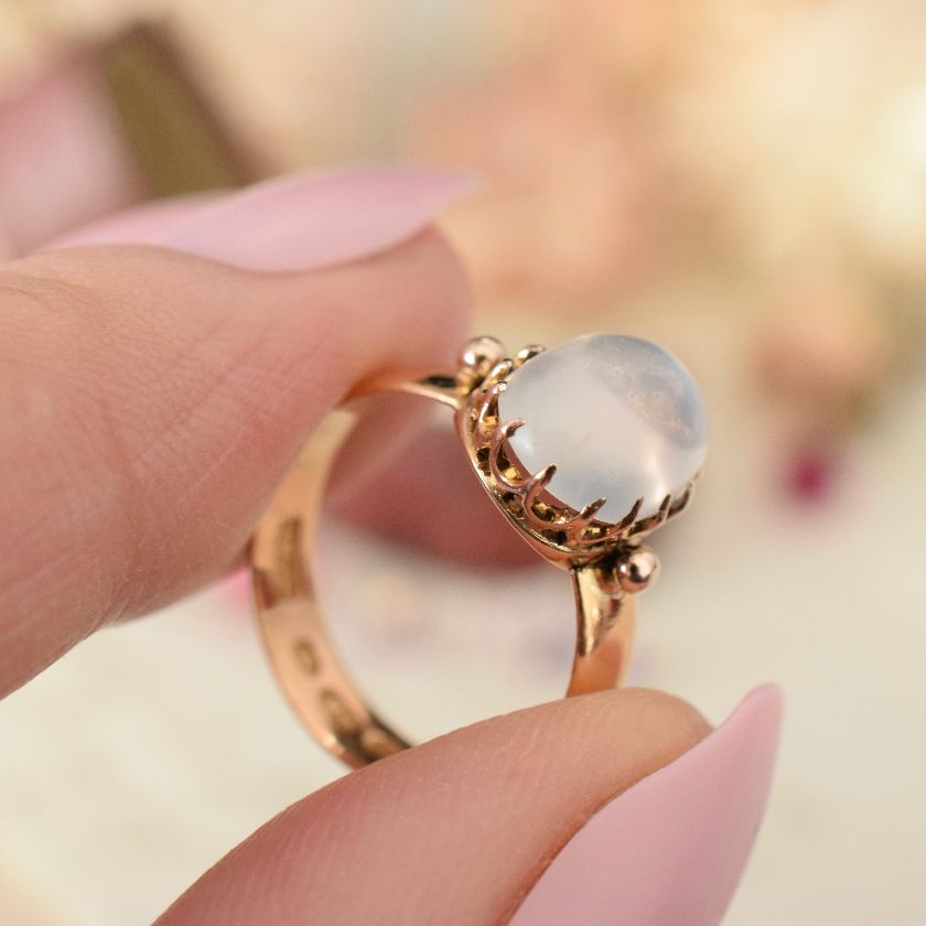 Incredible Antique Victorian 22ct Gold Moonstone Ring Hallmarked 1873