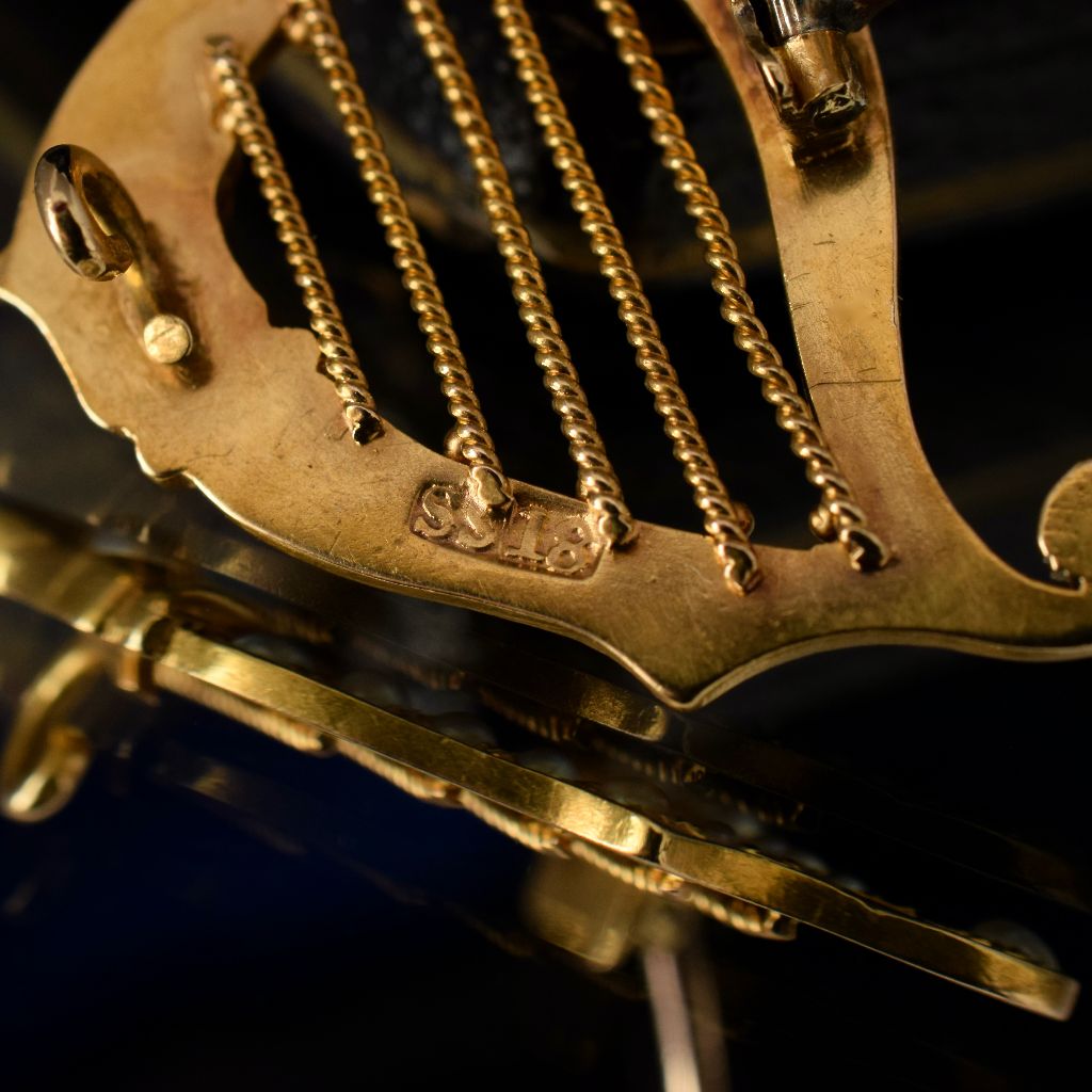 Antique Australian 18ct Yellow Gold ‘Irish Harp’ Brooch Circa 1910